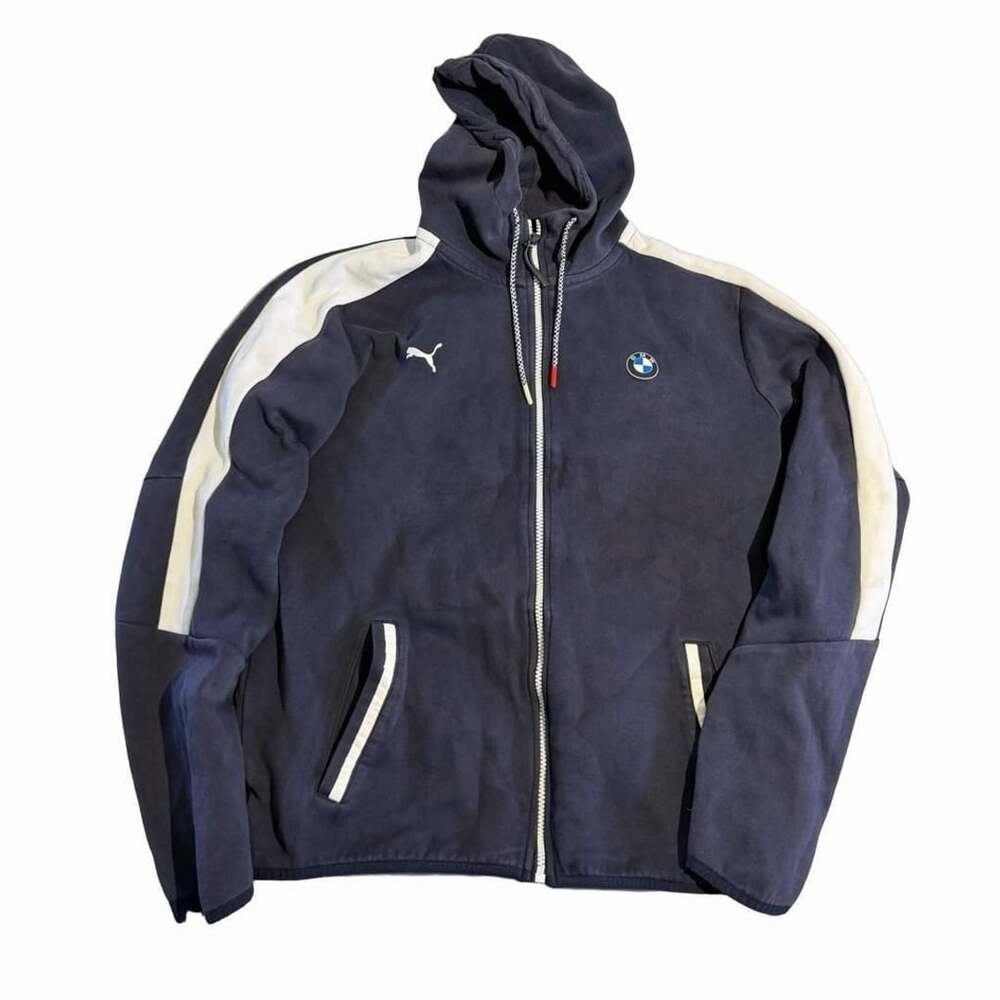 Puma BMW Motorsport Zip Up Hoodie Size L Navy Blue White